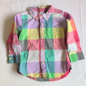 babyGap happy colorful picnic gingham button down shirt 18-24 months baby boy